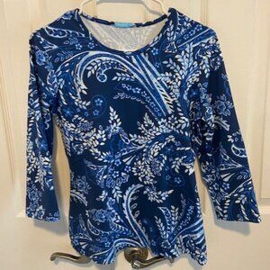 J McLaughlin Womens Medium Catalina Cloth Top Blue